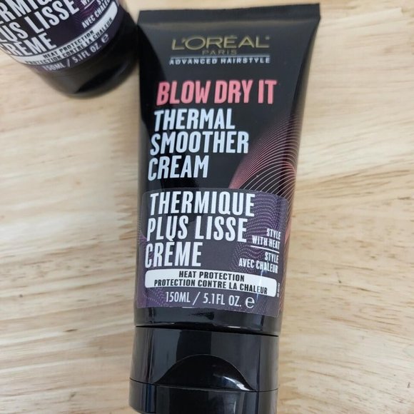 2 X L'Oreal BLOW DRY IT Cream Thermal Smoother Cream Advanced Hairstyle - Picture 2 of 4